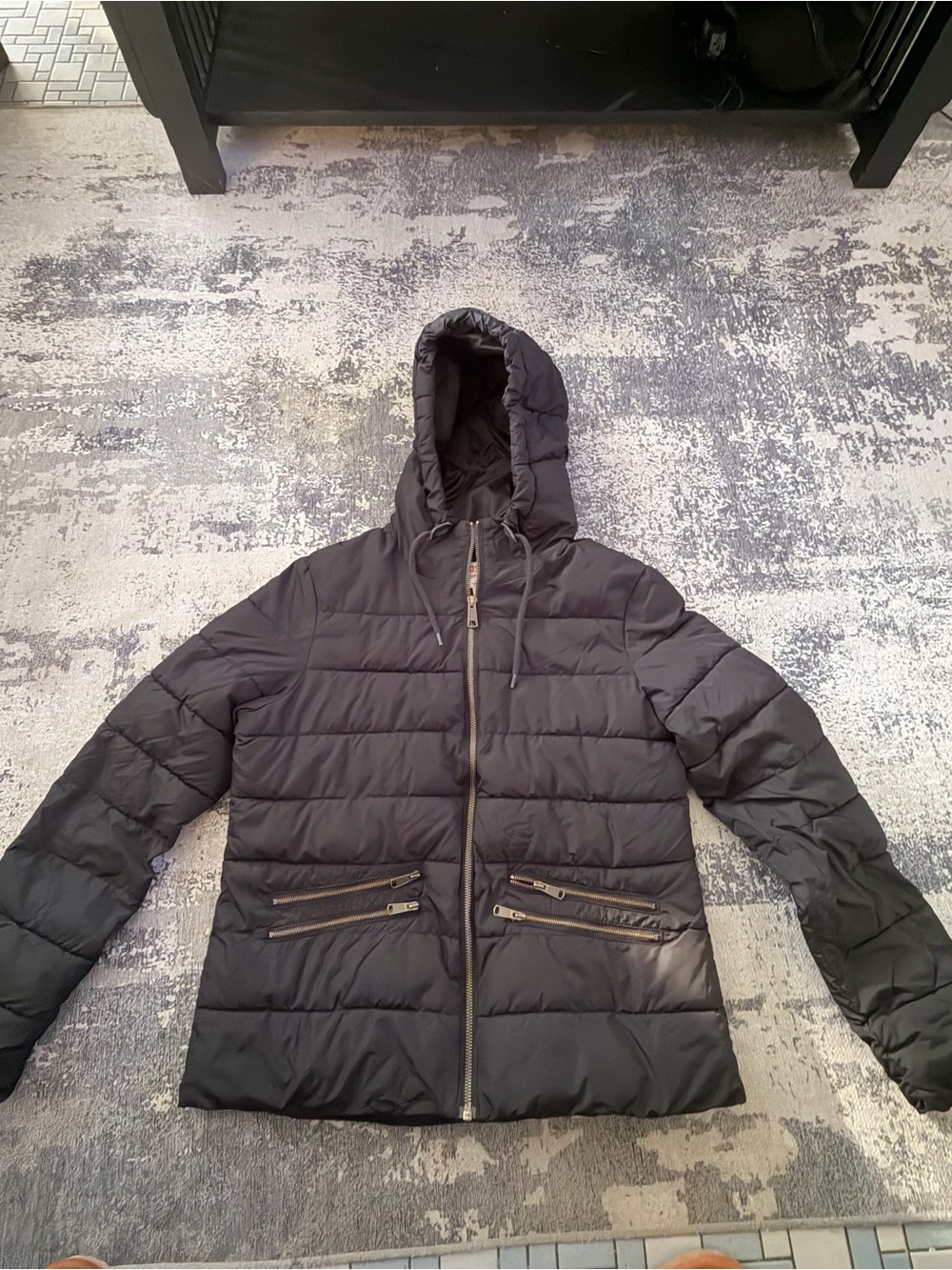 Mossimo Supply Co. Black Quilted Hooded Puffer Jacket
